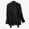 Abiti da donna Blazer Donna Nero Colore a contrasto Burr Split Blazer Risvolto Manica lunga Giacca ampia Moda Primavera Autunno 2023