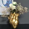 Vases en forme de coeur Vase de fleur Style nordique Pot de résine séchée Sculpture d'art plante de bureau pour la décoration de la maison cadeaux d'ornement