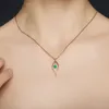 Women Necklaces European and American style fashion jewelry emerald full diamond water drop pendant rose gold plated collarbone chain wedding party gift