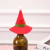 Decoraciones navideñas para el hogar, gorro rojo, sombreros, funda para botella de vino, bolsas, mesa de cena de Papá Noel, 10 unids/set