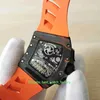 Super Quality Mens Watch 44mm x 50mm RM70-01 CA 01 30 Skeleton Carbon Fiber Watches Orange Rubber Sapphire Glass Transparent Mechanical Automatic Men's Wristwatches