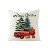 Pillow Case 45x45cm Świąteczne Święta Święta ciężarówka Santa Tree Po lniana poduszka do domu sofa okna wystrój wystroju poduszki