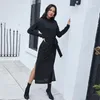 Casual Dresses Designer Black Ladies For Women High-midjig slimt Stretch Midi Dress Långärmningsmode plus storlek