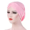 Bonnets Bonnet/Crâne Casquettes Femmes Turban Mode Front Croix Accessoires Solide Casual Pour Cancer Musulman Chapeaux Bonnet Chimiothérapie Cap Perle