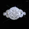 Wedding Rings Luxe trendy verzilverd volledig verharde kristal voor vrouwen glans wit cz stenen inlay mode sieraden feest cadeau