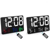 WALL CLOCKS A50I 디지털 시계 무선 원격 제어 LED 및 온도가있는 대형 디스플레이 알람