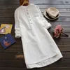 Frauenblusen Hemden Tunika -Hemdkleid 2023 Frühlingsfrauen Langarm Bottons Taschen Weibliche lässige solide Robe Kleider Vestidoswomen's El