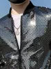 Men's Jackets Spring Summer 2023 Sun Protection Clothes Silver Sequin Thin Youth Korean Wave Male Stand Collar Slim Casual CoatMen