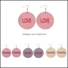 Dangle Lustre Déclaration d'arrivée Amour / Amitié / Maman Lettre Boucles d'oreilles en cuir pour femmes Colorf Grand Hoop Bijoux de mode Giftz Dhyc3