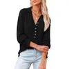 Kvinnors polos 2023 Spring and Autumn Women's Lapel Half Open Button Loose Casual Tops Polo Shirt Bluses For Women