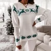 Kobiety swetry świąteczne golf łanie wydrukowane dzianinowe sweatek sweter długi rękaw ciepłego jesiennego zimowego lady elegancka all-mecz