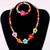 Necklace Earrings Set Flower Jelly Color Children Bracelet Princess Lovely Colorful Beads Christmas/ Birthday Gift