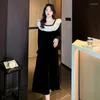 Casual Dresses Spell Chiffon Collars Elegant Temperament Velvet Collect Waist Of Dress