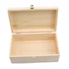 Storage Boxes Natural Wooden Box With Lid Golden Lock Postcard Sundries Organizer Handmade Craft Jewelry Case Home Bin