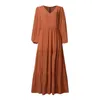 Sukienki swobodne kobiety Kobiety Spring Solid Kolor Sukienka Moda długie lekkie rękawy luźne sztuka Sundress Vintage#40