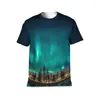 T-shirt surdimensionné à manches courtes pour hommes, imprimé de lumières polaires en 3D, mode décontractée, Streetwear, ample, 2023