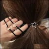 Hair Rubber Bands Fashion Rope Metal Heart Star Hoop Pendant Headwear Accessories Ties Elastic Geometry Bandz Drop Delivery Jewelry Dhqgr