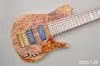 Lvybest Natural Wood 6 Strings Electric Bass Guitar with Gold Hardware Neck Through Body Provide Custom Service