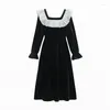 Casual Dresses Spell Chiffon Collars Elegant Temperament Velvet Collect Waist Of Dress