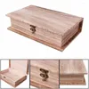 Storage Boxes 1Pc Wooden Hinged Lockable Box Book Shape Jewellery Case Home Crafts Sundries Organizer Gift C42