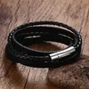 Pulseras de eslabones, pulsera de cadena para hombres, envoltura de cuero para hombres, pulsera con capas de tejido, envoltura de giro, joyería para hombres