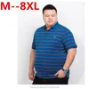 Polos męski plus rozmiar 10xl 8xl 6xl 5xl 4xl Summer Men Men Striped koszulki 95% bawełniane paski marki ubrania odzieży noszenie krótkiego rękawa