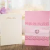 Cartes de voeux Blanc Rose Élégant Strass Amour Invitation De Mariage Découpé Au Laser Dentelle Invitations Carte Fournitures 50pcs / pack