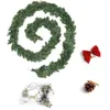 Christmas Decorations Xmas Tree Decoration Plain Green Garland Warm White Led Light Artificial Wreath Fireplace