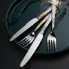 Ужин на обеденном посуде Западные портативные столовые приборы набор туристической посуды из нержавеющей стали ужин с рельефной ручкой для ножа вилка ложка