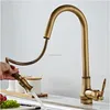 Kitchen Faucets Antique Bronze Pl Out Cold Sink Swivel 360 Degree Water Faucet Mixer Down Taps Elm902Ab T200423 Drop Delivery Home G Dhxw8