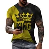 Damen-T-Shirts, modisch, KING Crown 3D-gedruckt, für Herren und Sommer, O-Ausschnitt, kurzärmelig, lässig, Sport, große Größe für Männer und Frauen