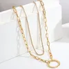 Pendant Necklaces Lifefontier Vintage Layered Chain Necklace For Women Jewelry Chains Goth Punk Gold Color Metal Accessories 2023Pendant