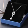 Pendant Necklaces Stainless Steel Simple Blue Crystal Devil's Key Necklace No FadePendant Godl22