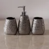 Badtillbehör set badrum bekvämligheter enkla silver keramiska tandborste hållare tvållåda tandkräm dispenser lotion flask kopp nordisk