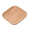 Plates Household Wooden Snack Storage Tray Round Square Simple Retro Fruit Plate Placemat Portable Kichen Accessories