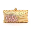 Evening Bags Gold Full Rhinestone Floral Bag Drilling Stars Bridal Clutch Wedding Purse & Handbags Pochette Soiree T13