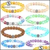 Lien Chaîne De Mode Colorf Moonstone Glitter Bracelet En Cristal Pour Les Femmes Élastique Réglable Forme Ronde Lâche Perle Chanceux Jewerly Cadeau Dh74P