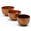 Bowls 1/2/4Pcs Japanese Style Wooden Bowl 9.5/10/11.5/11.8cm Natural Wood Handmade Tableware Fruit Salad Noodle Rice Soup