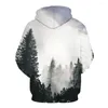 Herrtröjor 2023 Fashion Autumn Winter Men/Women Sweatshirts With Hat 3D Print Trees Hooded Wholesale Moletom Sudadera Hombre