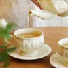 Filiżanki spodki kreatywne kubek kawy Zestaw Ramadan White Bone China śniadaniowy kubek mleczny mleko ceramiczne taza ceramica domowe prezenty na oprogramowanie do napoju