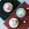 Cups Saucers Nordic Creative Gold Angel Wing Cup With Saucer Porcelain Coffee Tea Set Cute Birthday Gift Pearl White Pink Blue