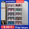 Storage Boxes 6Packs Transparent Shoe Box Shoes Organizers Plastic Thickened Foldable Dustproof Stackable Combined Cabinet