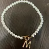 Colliers pendentifs collier de déclaration de perles simulées pour les femmes Boho bijoux or bambou Alphabet A-Z lettre initiale pendentifs colliersToggle