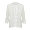 Women's Blouses & Shirts Women Blouse 2023 Summer Tops Tunics Sheer Crochet Lace O Neck 3/4 Long Sleeve 3XL 4XL 5XL Plus Size Shirt