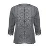 Women's Blouses & Shirts Women Blouse 2023 Summer Tops Tunics Sheer Crochet Lace O Neck 3/4 Long Sleeve 3XL 4XL 5XL Plus Size Shirt