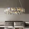 Lampes suspendues Lustre en cristal de luxe moderne pour salon Design rond / vague Suspendu Cristal Lustre Gold Island Dining LuminairesPen