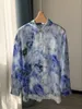 Women's Blouses Vintage Blouse Watercolor Bloom Print Linen Shirt 2023 Long-Sleeved Ladies Turn-Down Collar Single-Breasted Top