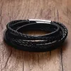 Pulseras de eslabones, pulsera de cadena para hombres, envoltura de cuero para hombres, pulsera con capas de tejido, envoltura de giro, joyería para hombres