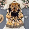 Casual Dresses Aelewell 2023 Fashion Runway Summer Women Lantern Sleeve V Neck Floral Print Boho Holiday Beach Ladies Mini Dress Vestido