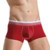 Külotlar erkekler seksi pamuk boksörler nefes alabilen boksör gövdeleri iç çamaşırı yüksek streç moda düşük bel u dışbükey tasarım